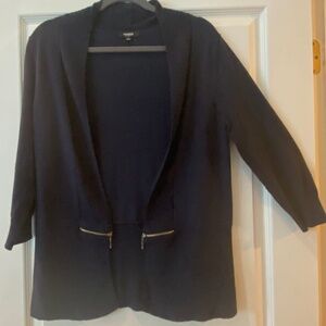 Premise studio Navy Blue 3/4 sleeve Cardigan zipper detail size large